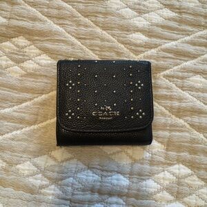 Coach Black Studded Leather Card Holder